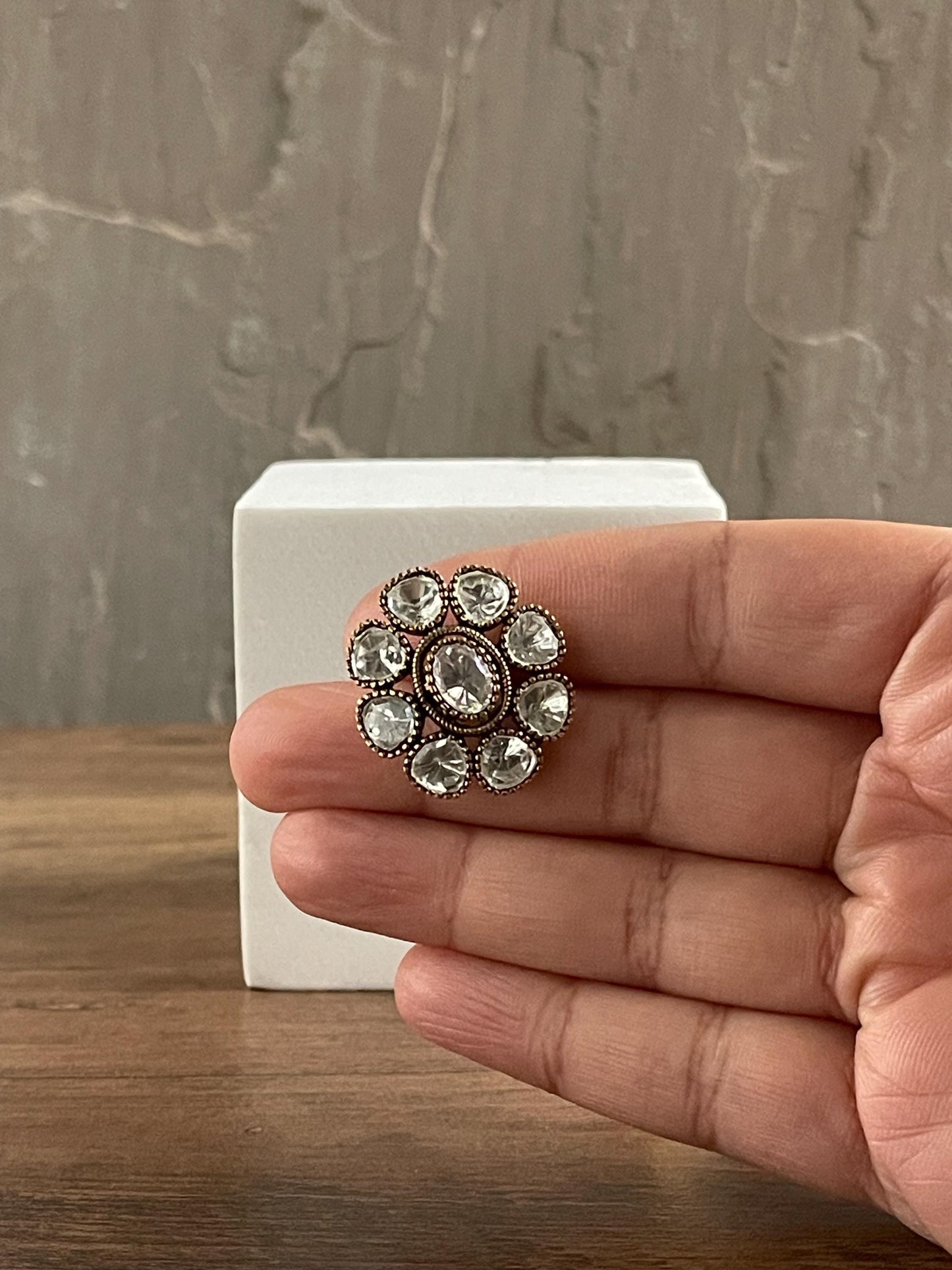 FLORIA | Polki Stud Earrings: Floral Design, Gift For Her