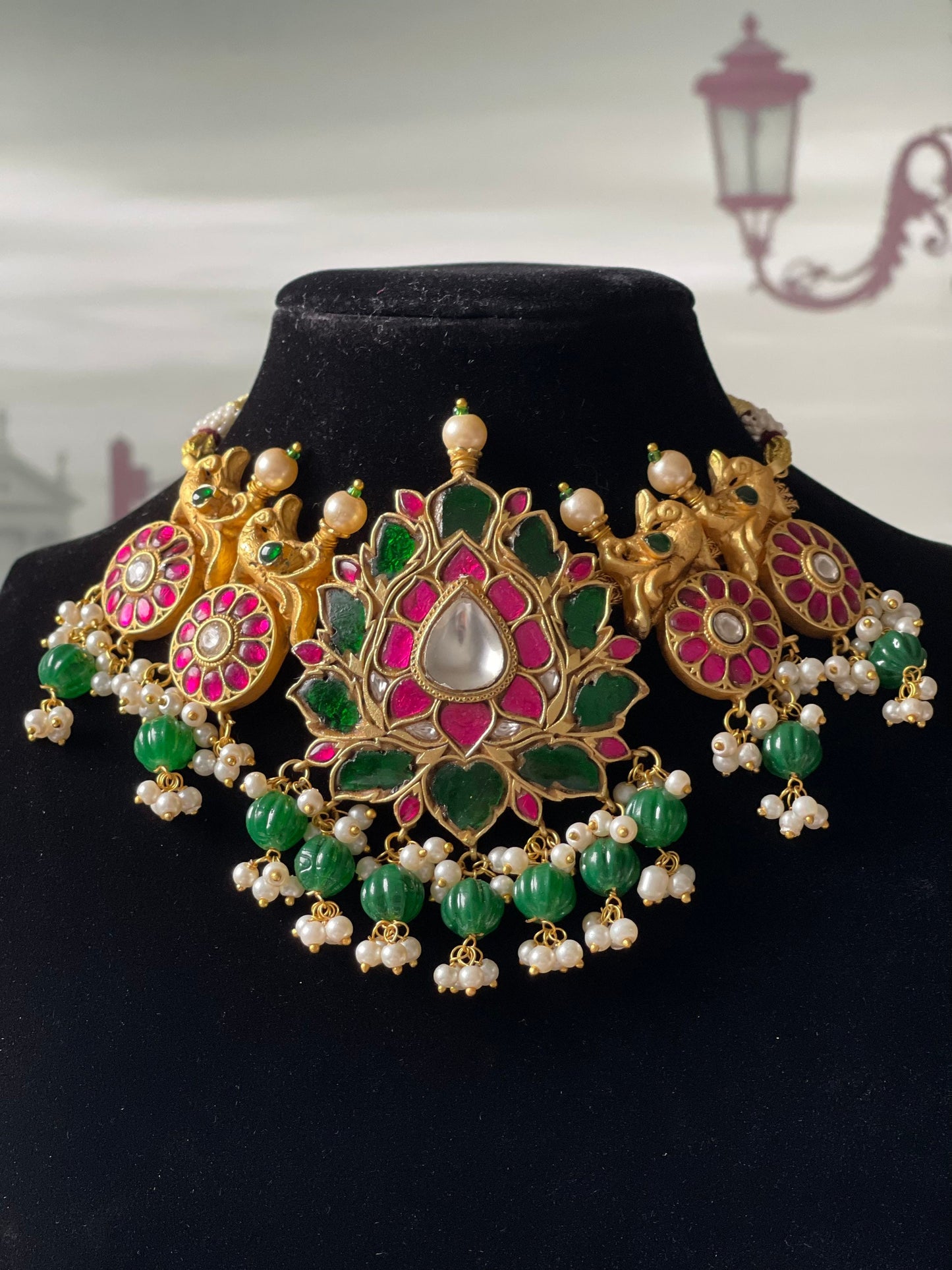 ISHQ PEHCHAN traditional necklace and jhumki set kundan meenakari jewellery set bridal mehndi henna gift