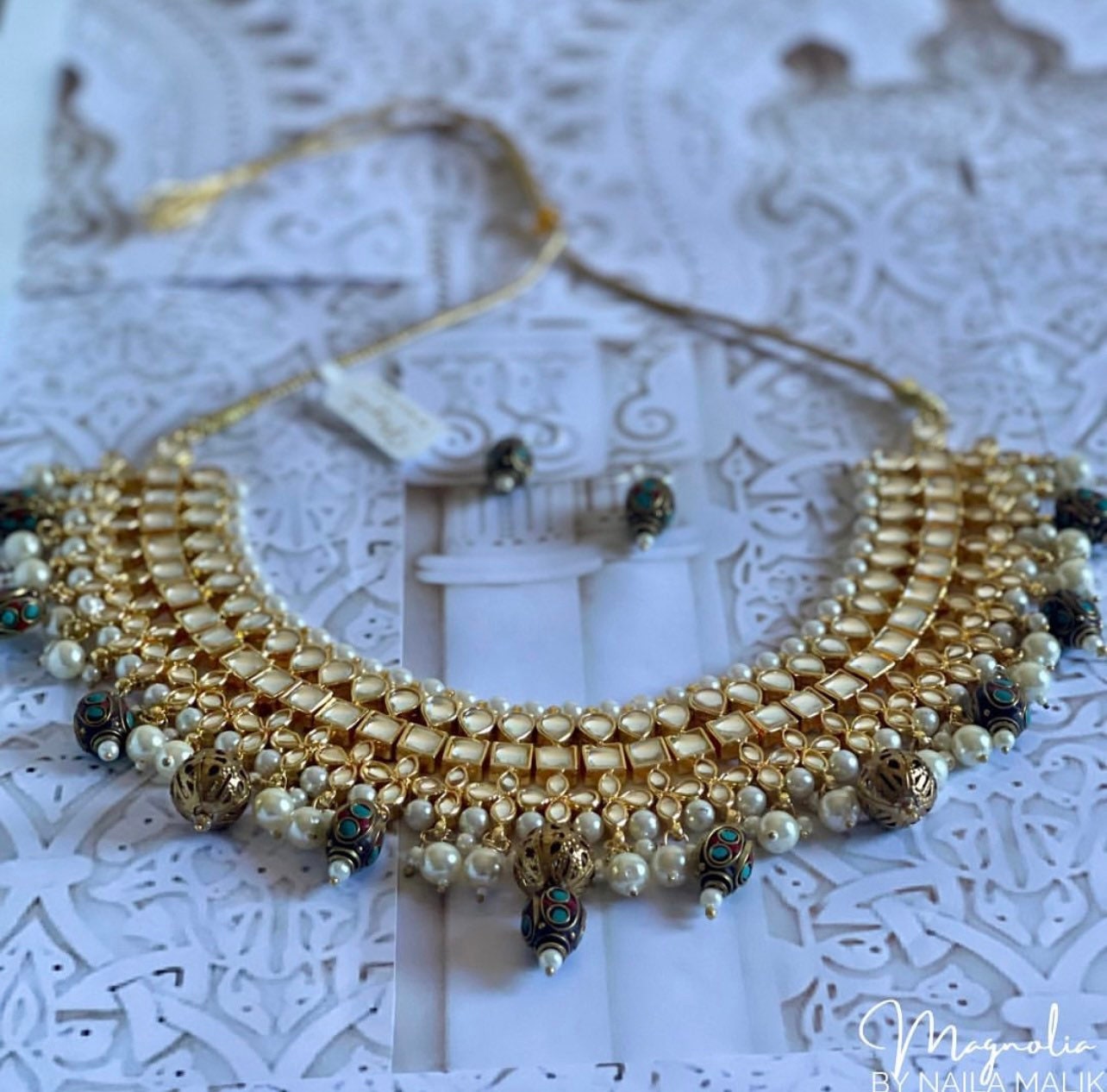 NAISHA | Kundan necklace and earrings set Traditional jewellery Statement pieces gift for her