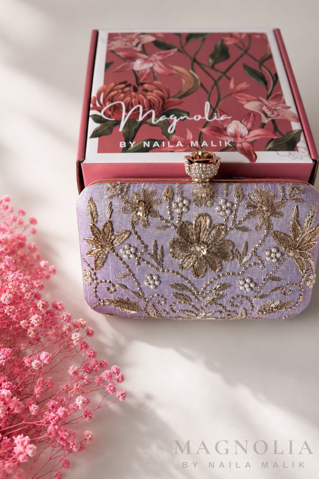 AUCKLAND | Lilac Embroidered Clutch Bag