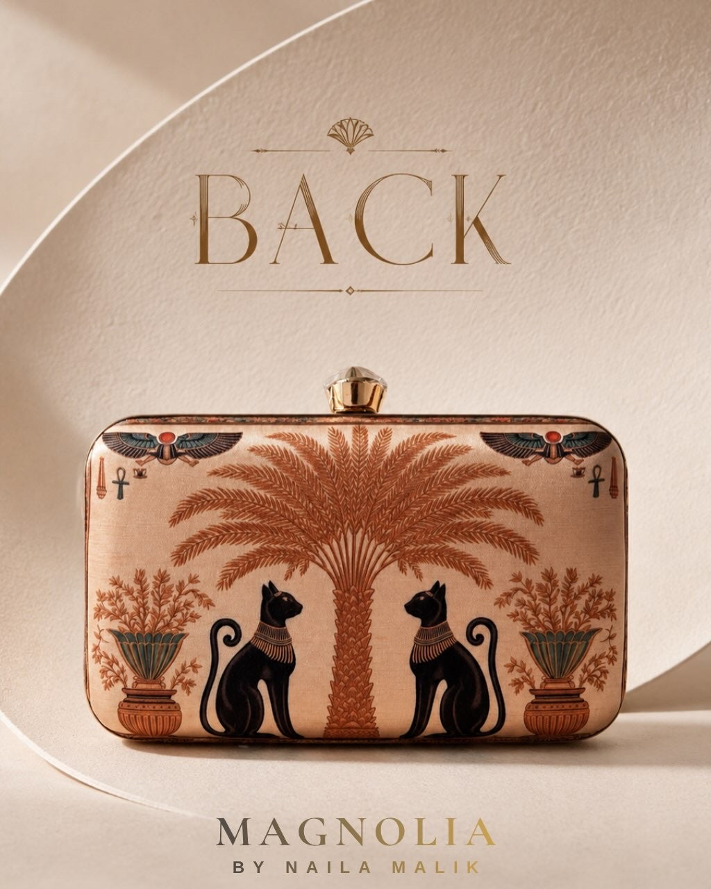 NEFRA OF NILE | Ancient Egypt Inspired Gold Printed Clutch Bag