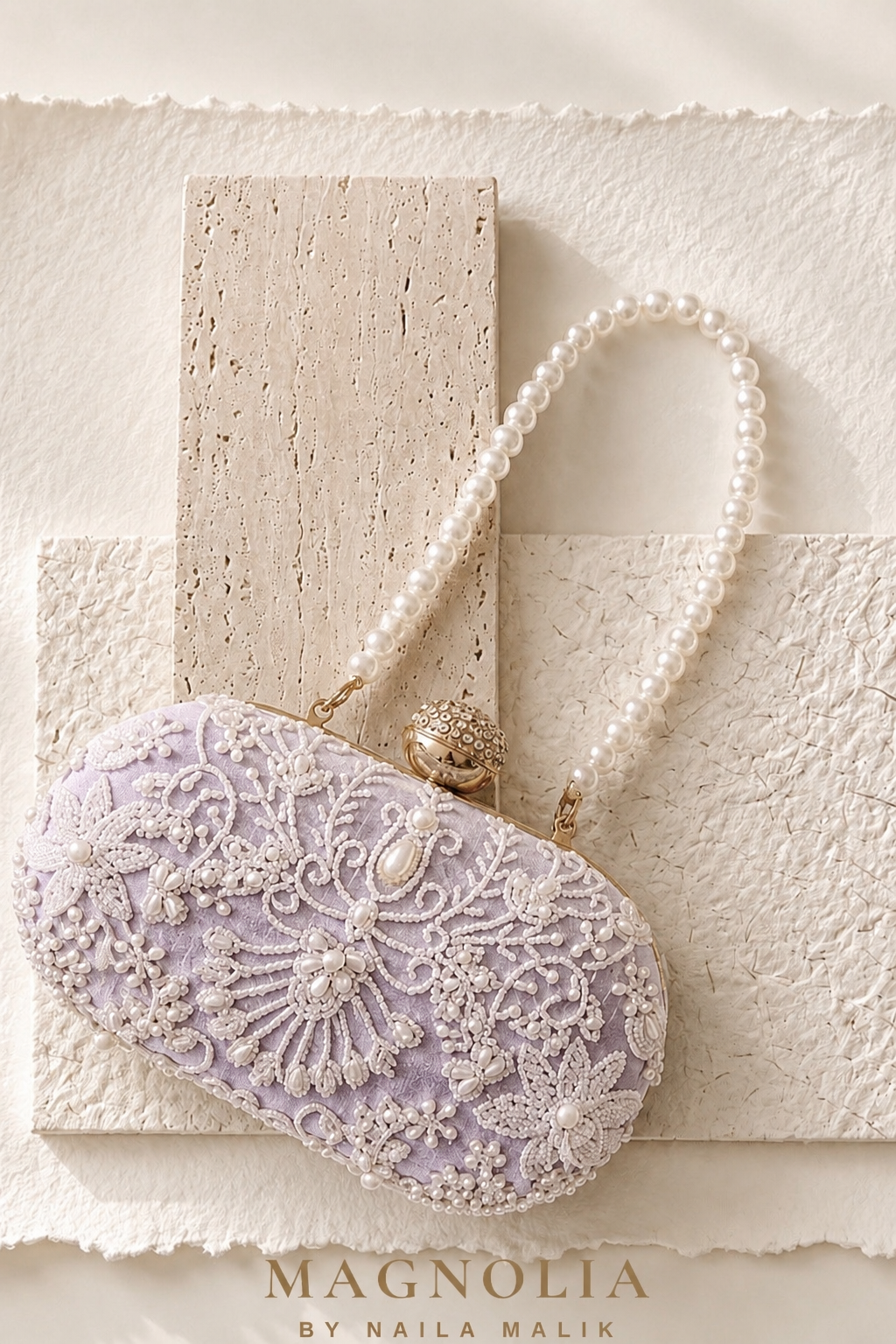 MALLAWI | Lilac Pearl Embellished Clutch