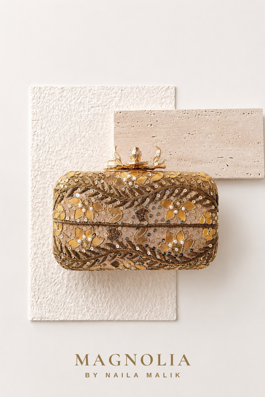 POSITANO | Gold Embroidered Clutch Bag