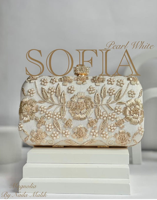 SOFIA White Embroidered Clutch (Final Stock)