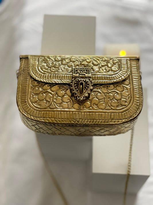 ACCRA | Gold Antique Style Brass Clutch Vintage