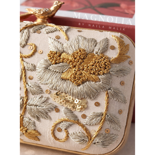 AUSTIN | Ivory Gold Embroidered Bridal Clutch