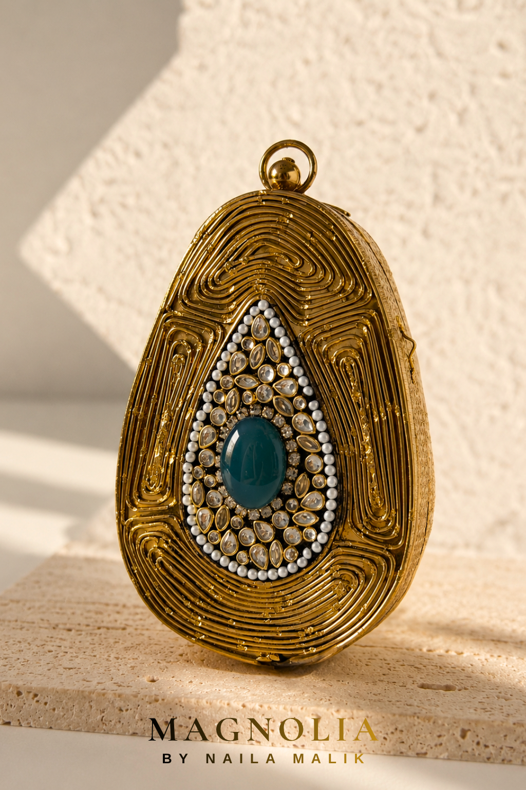 ZAVERI BAZAAR | Tear Drop Gold Mini Purse