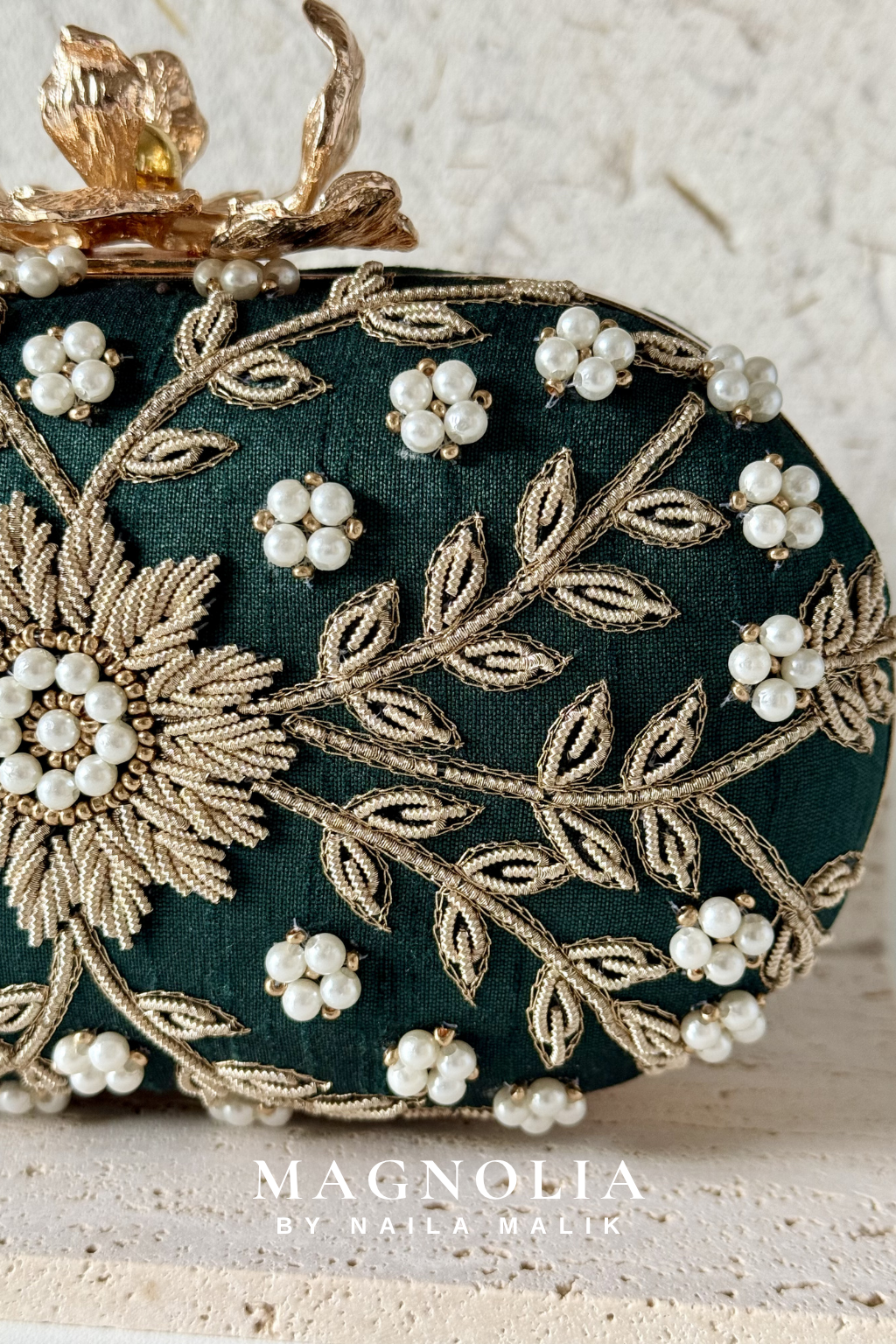 ROSA | Emerald Green Floral Clutch
