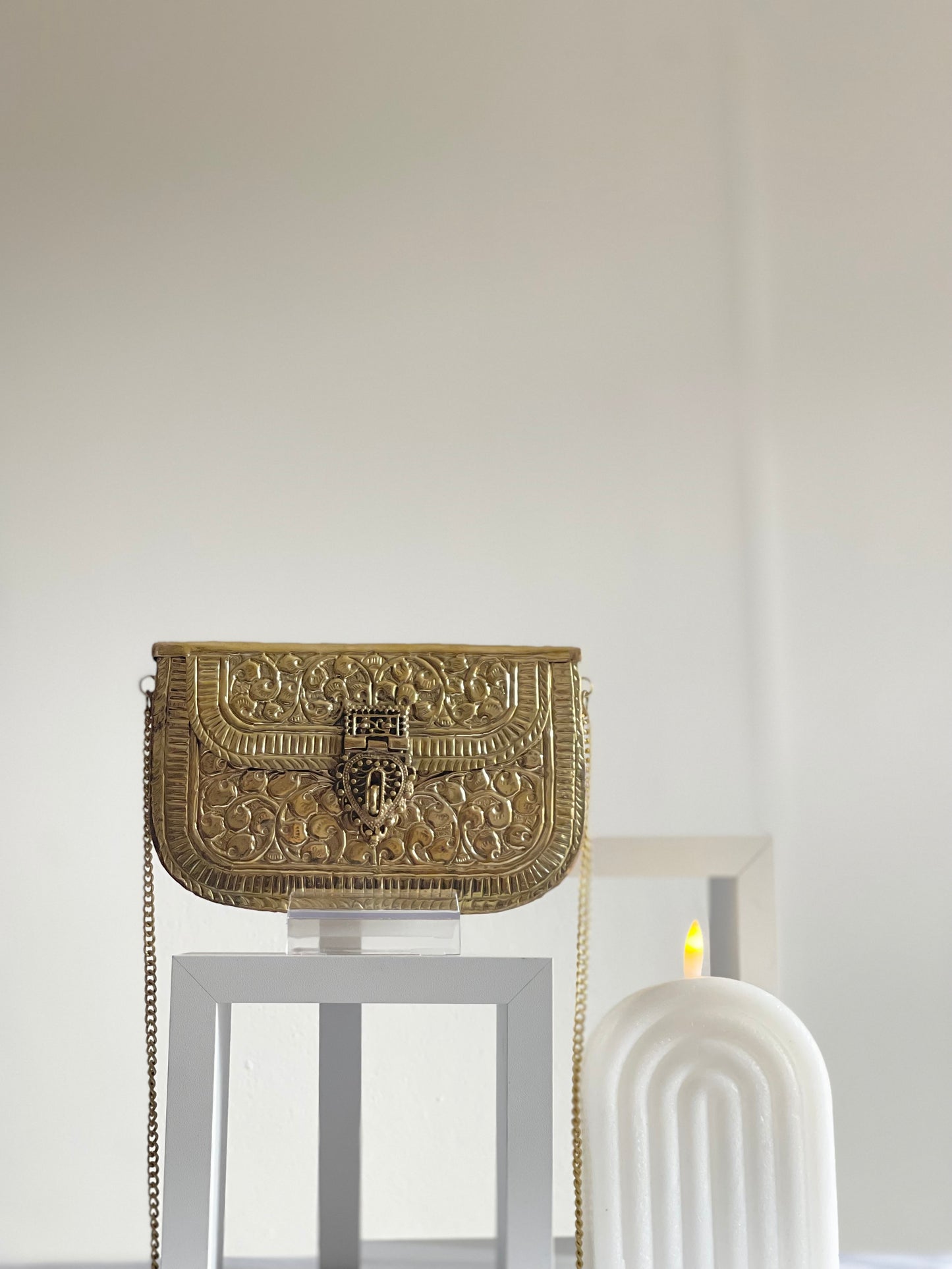ACCRA | Gold Antique Style Brass Clutch Vintage