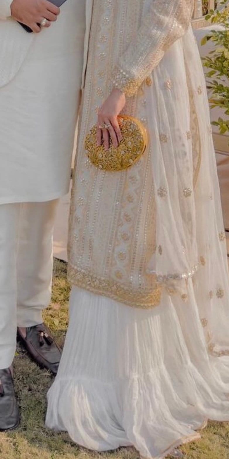 MAEVE | Gold Motif Oval Clutch Bag Mother of Pearl Evening Purse