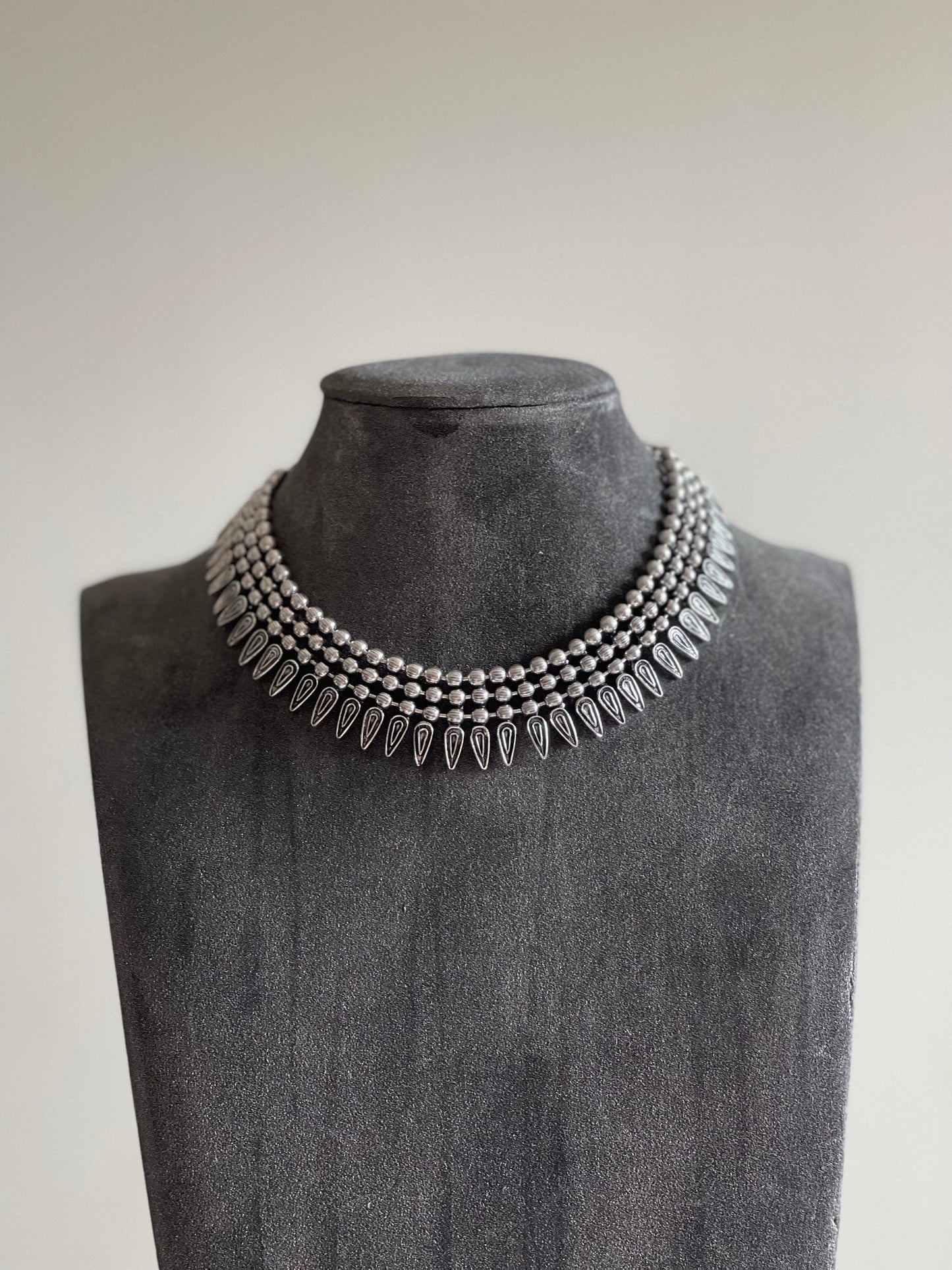 SEYAL | Ethnic German Silver Jewellery Set Choker Earrings Ring Bangle