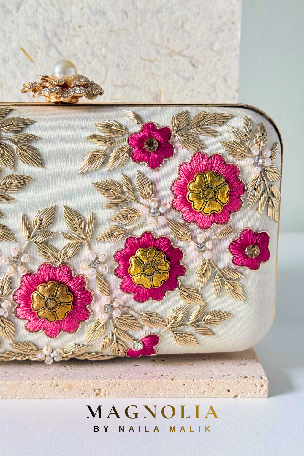 ALEXANDRIA | Pearl White Bridal Clutch