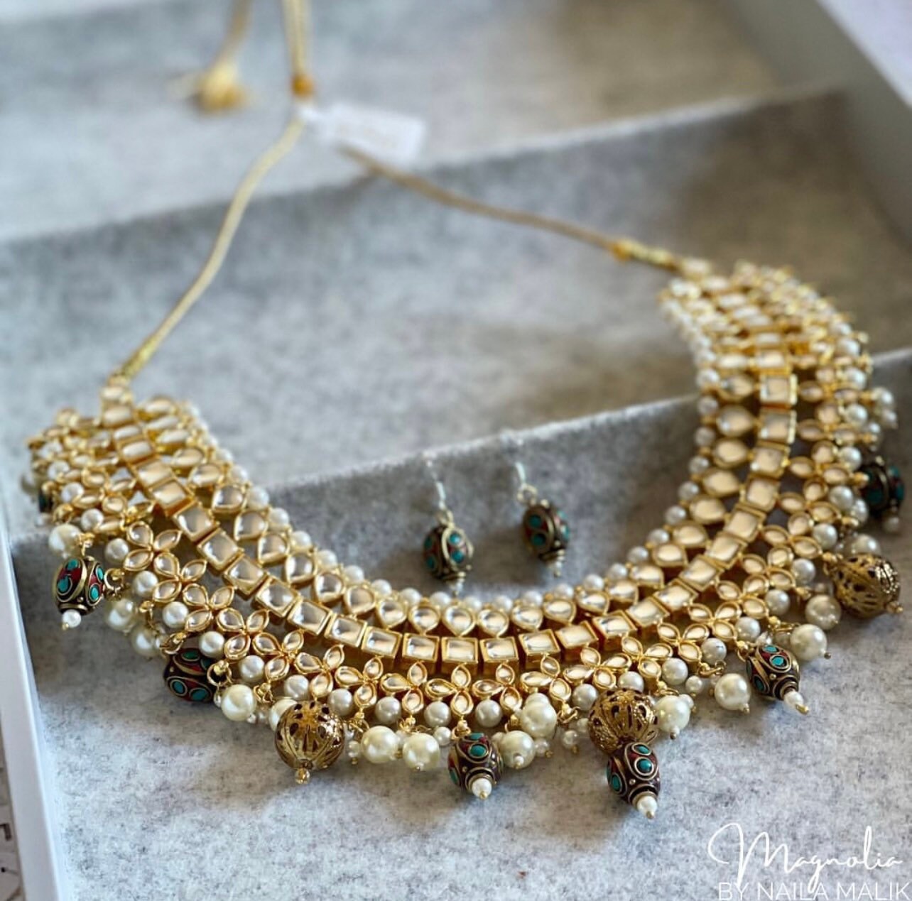 NAISHA | Kundan necklace and earrings set Traditional jewellery Statement pieces gift for her