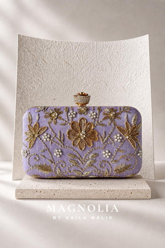 AUCKLAND | Lilac Embroidered Clutch Bag