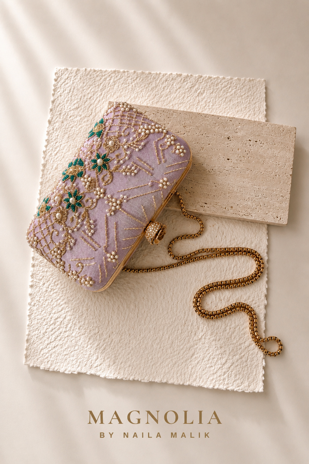 BORDEAUX | Lilac Embroidered Clutch