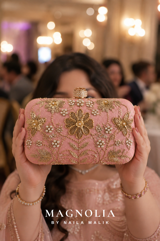 AUCKLAND | Peach Embroidered Clutch Bag