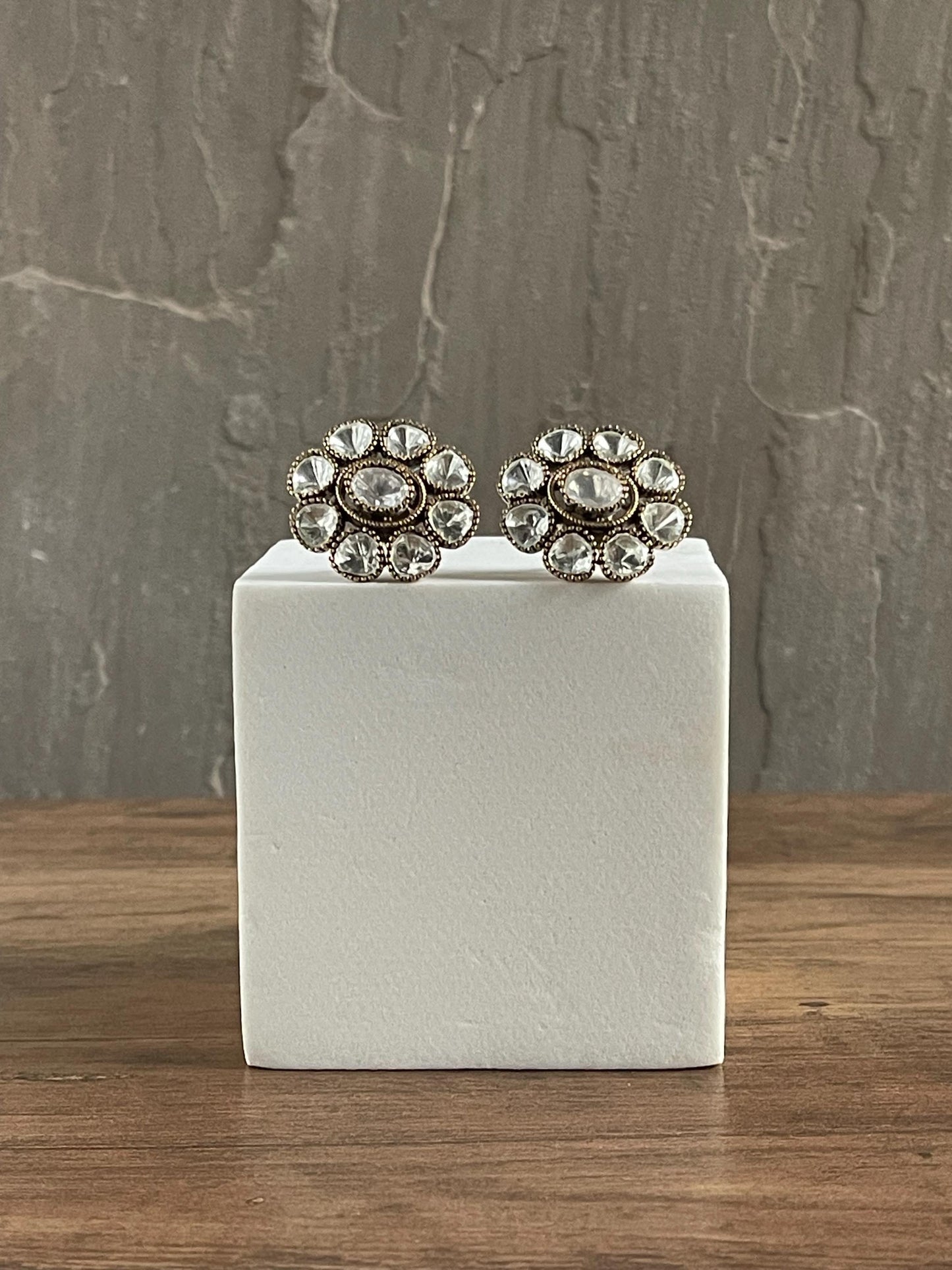 FLORIA | Polki Stud Earrings: Floral Design, Gift For Her