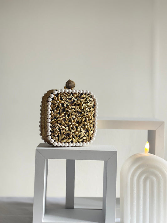 CANNES | Mini Clutch Fashion Statement Gold and Pearl Embellishments | PRE ORDER