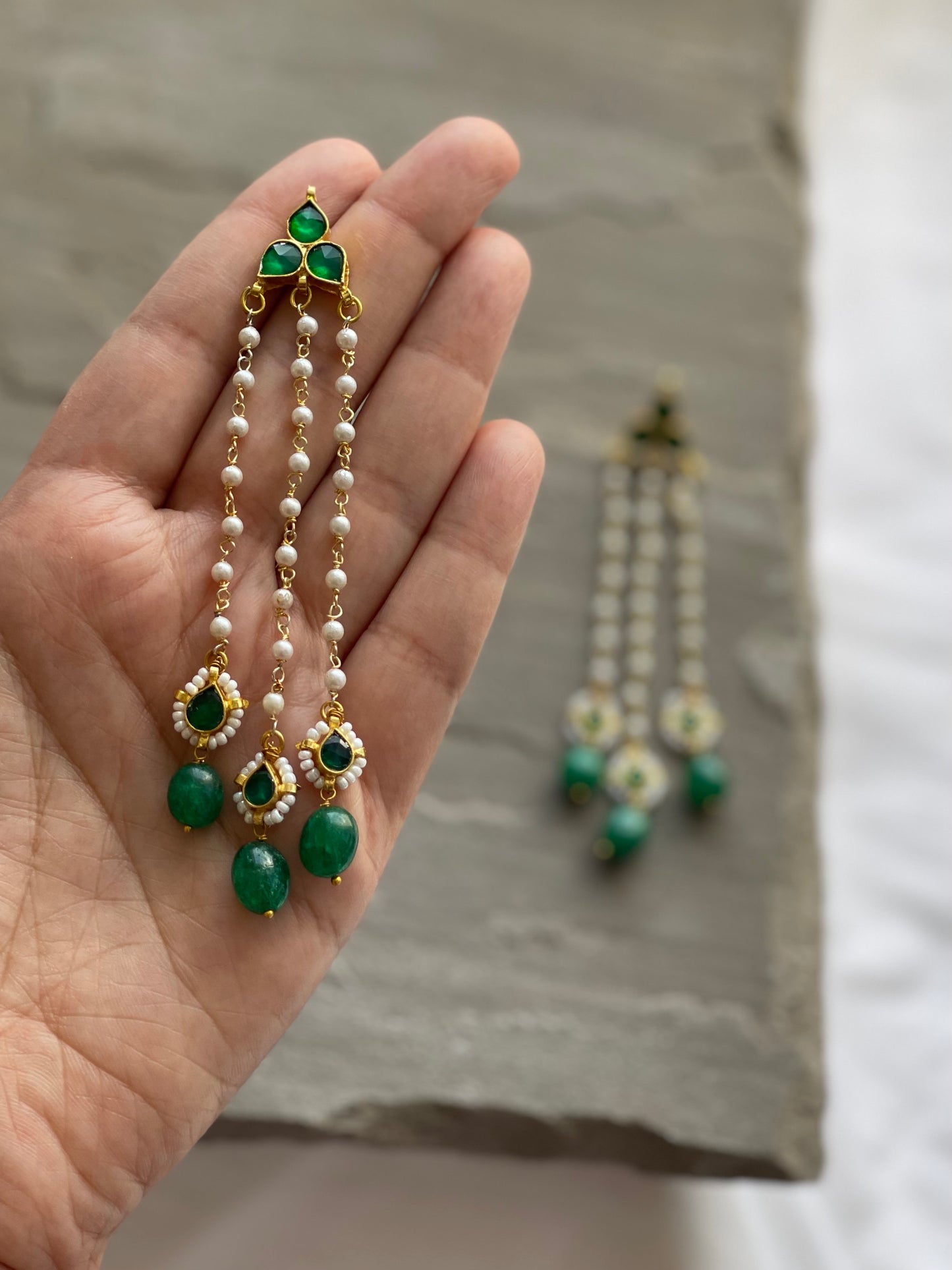 INIKA | Green & Gold Lightweight Festive Earrings