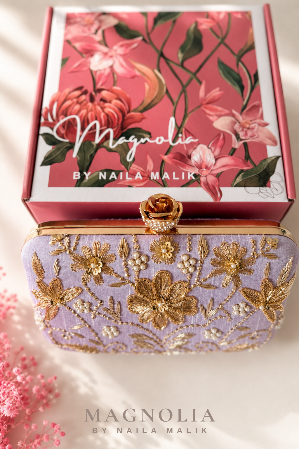 AUCKLAND | Lilac Embroidered Clutch Bag