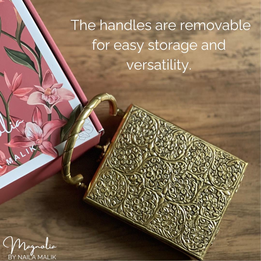 LAHORE | Antique Gold Clutch Bag Statement Bridal Trendy Ethnic Unique