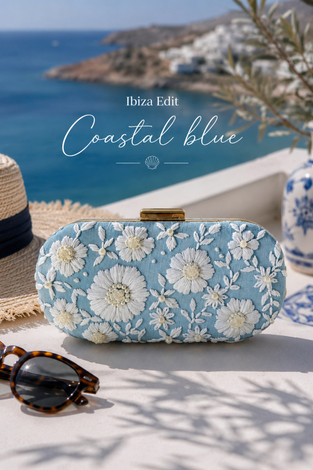 IBIZA | Coastal Blue | Embroidered Clutch