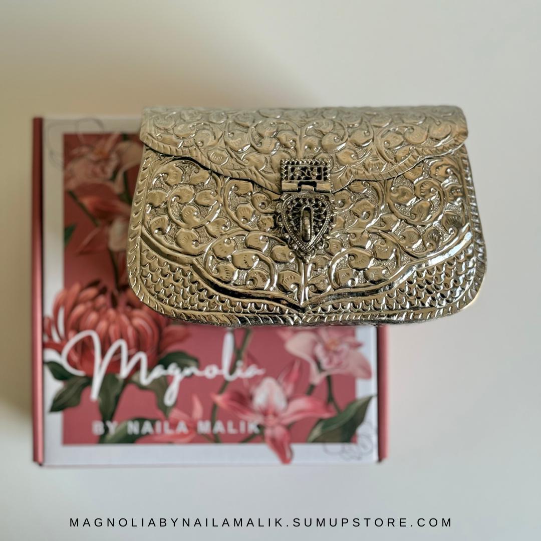 KOLKATA | Vintage Silver Clutch Bag Antique Touch Statement Bridal Trendy Ethnic Unique