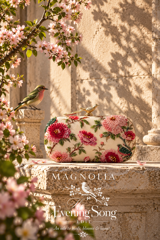 BIRDS OF KYOTO | Embroidered Printed Silk Clutch Bag