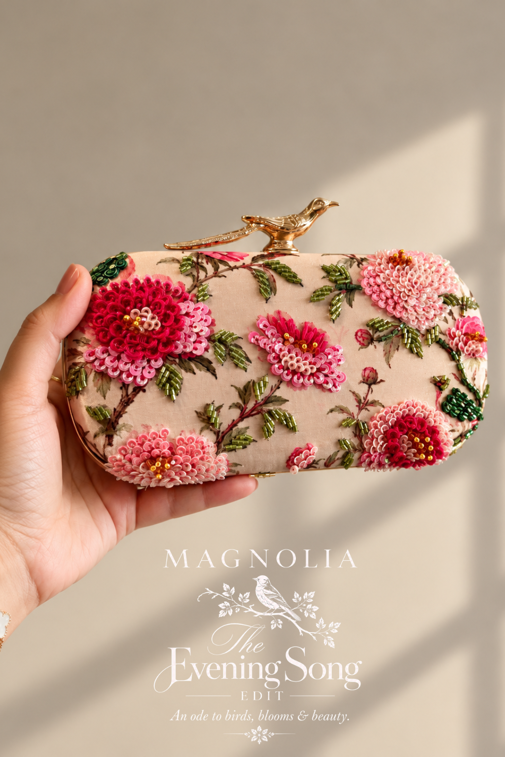 BIRDS OF KYOTO | Embroidered Printed Silk Clutch Bag