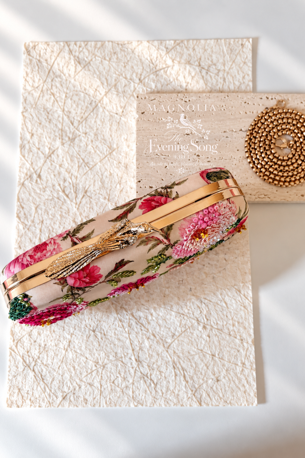 BIRDS OF KYOTO | Embroidered Printed Silk Clutch Bag