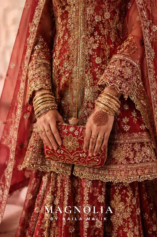 AUCKLAND | Red Embroidered Clutch Bag