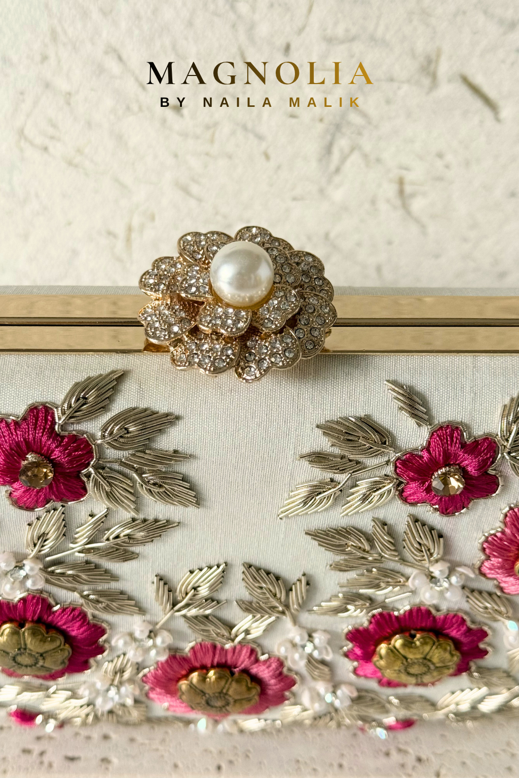 ALEXANDRIA | Pearl White Bridal Clutch
