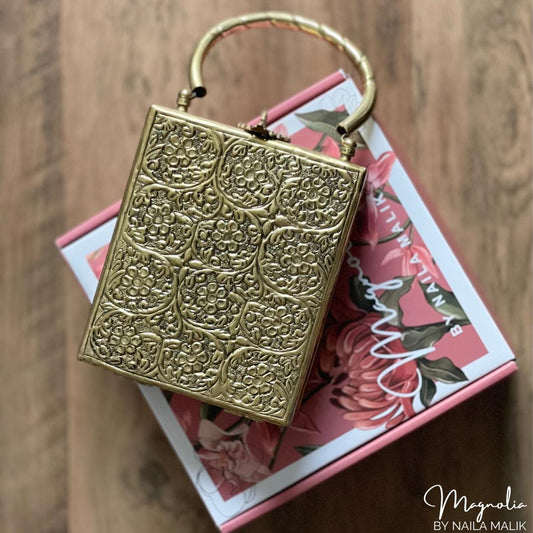 LAHORE | Antique Gold Clutch Bag Statement Bridal Trendy Ethnic Unique