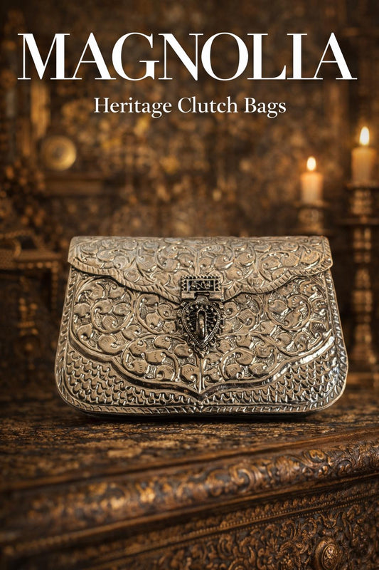 KOLKATA | Vintage Silver Clutch Bag Antique Touch Statement Bridal Trendy Ethnic Unique