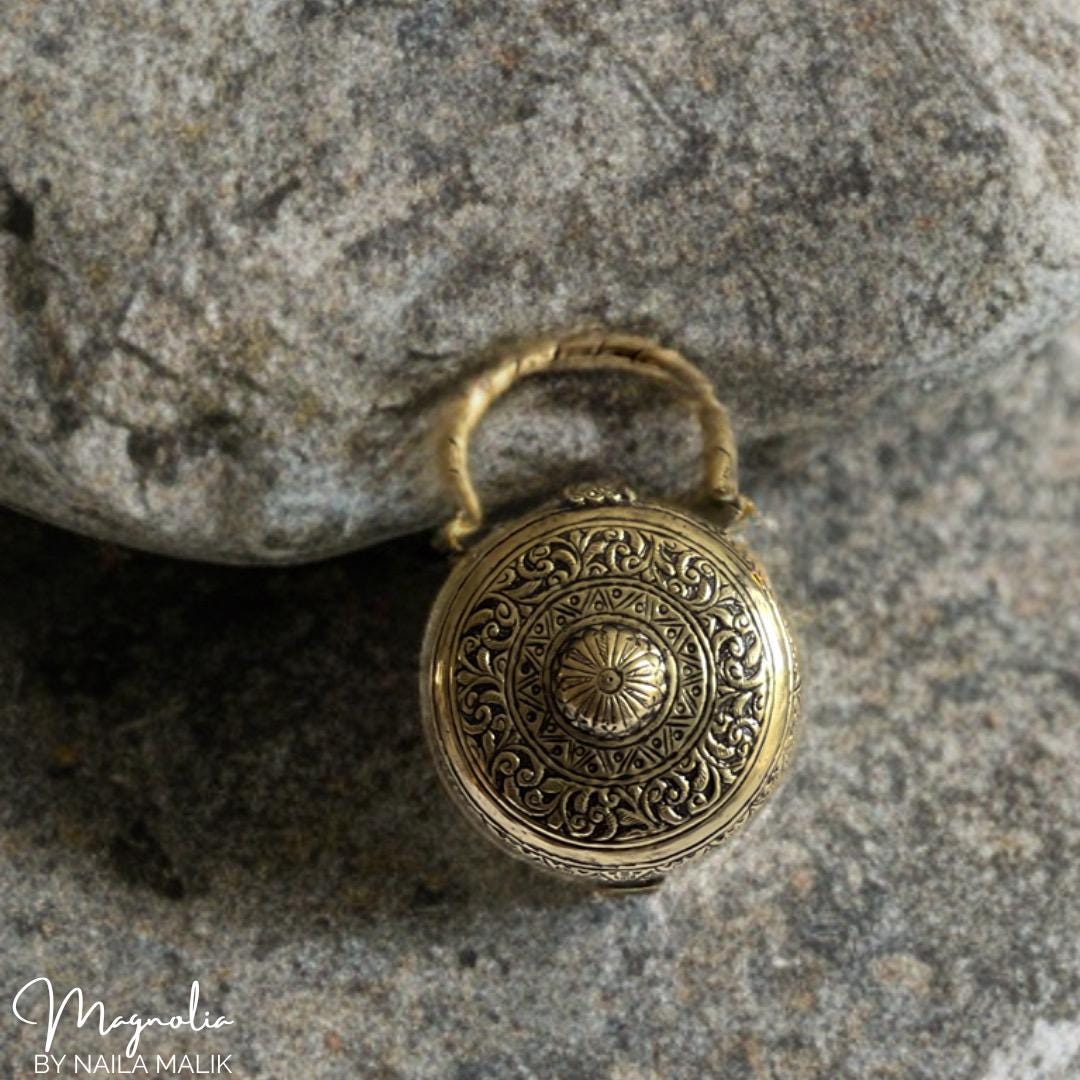 INDORE | Antique Gold Clutch Bag Round Trendy Ethnic Unique