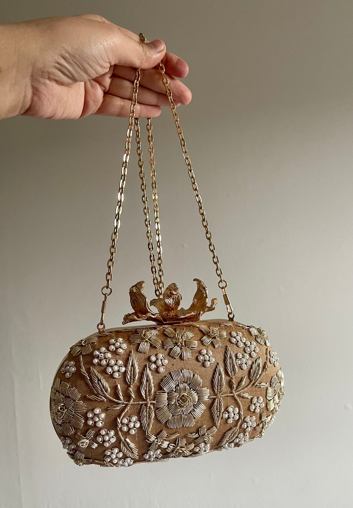 ROSELYN Gold Embroidered Floral Clutch (Final Stock)