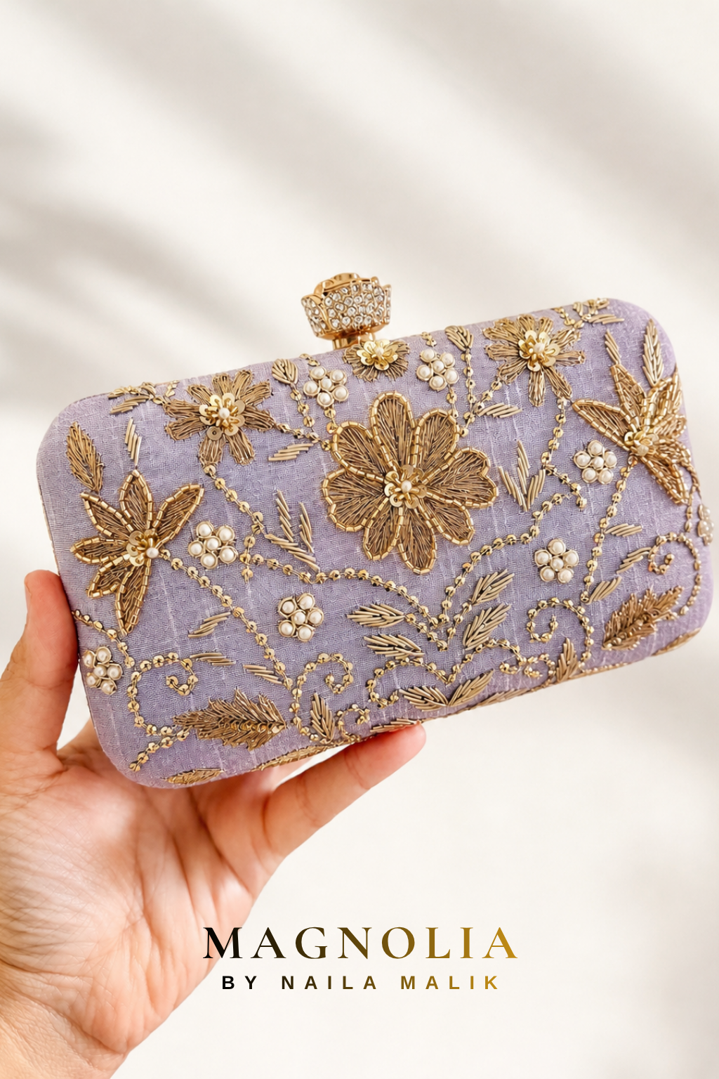 AUCKLAND | Lilac Embroidered Clutch Bag