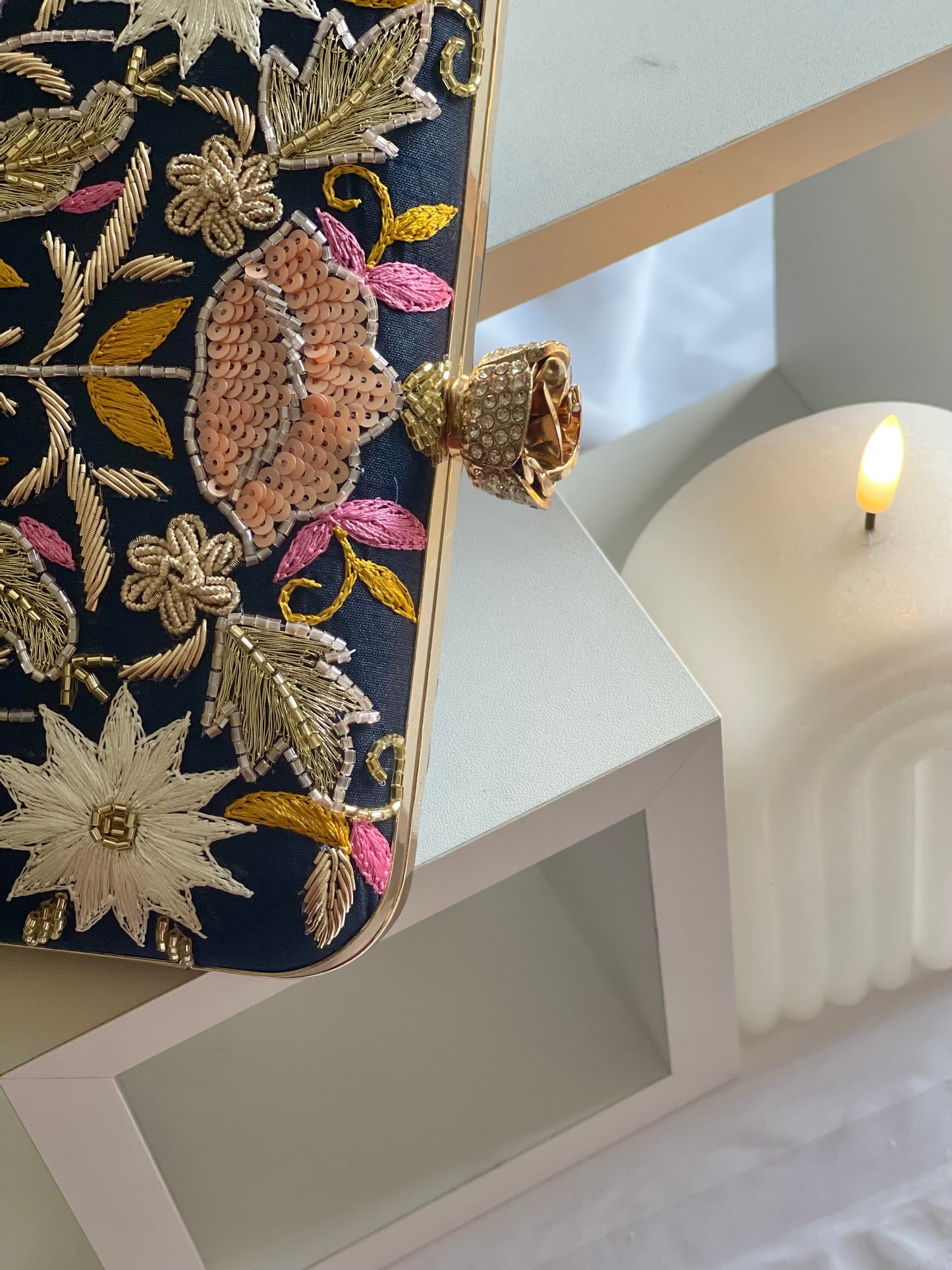 VALLETA Blue Zardozi Clutch (Final Stock)