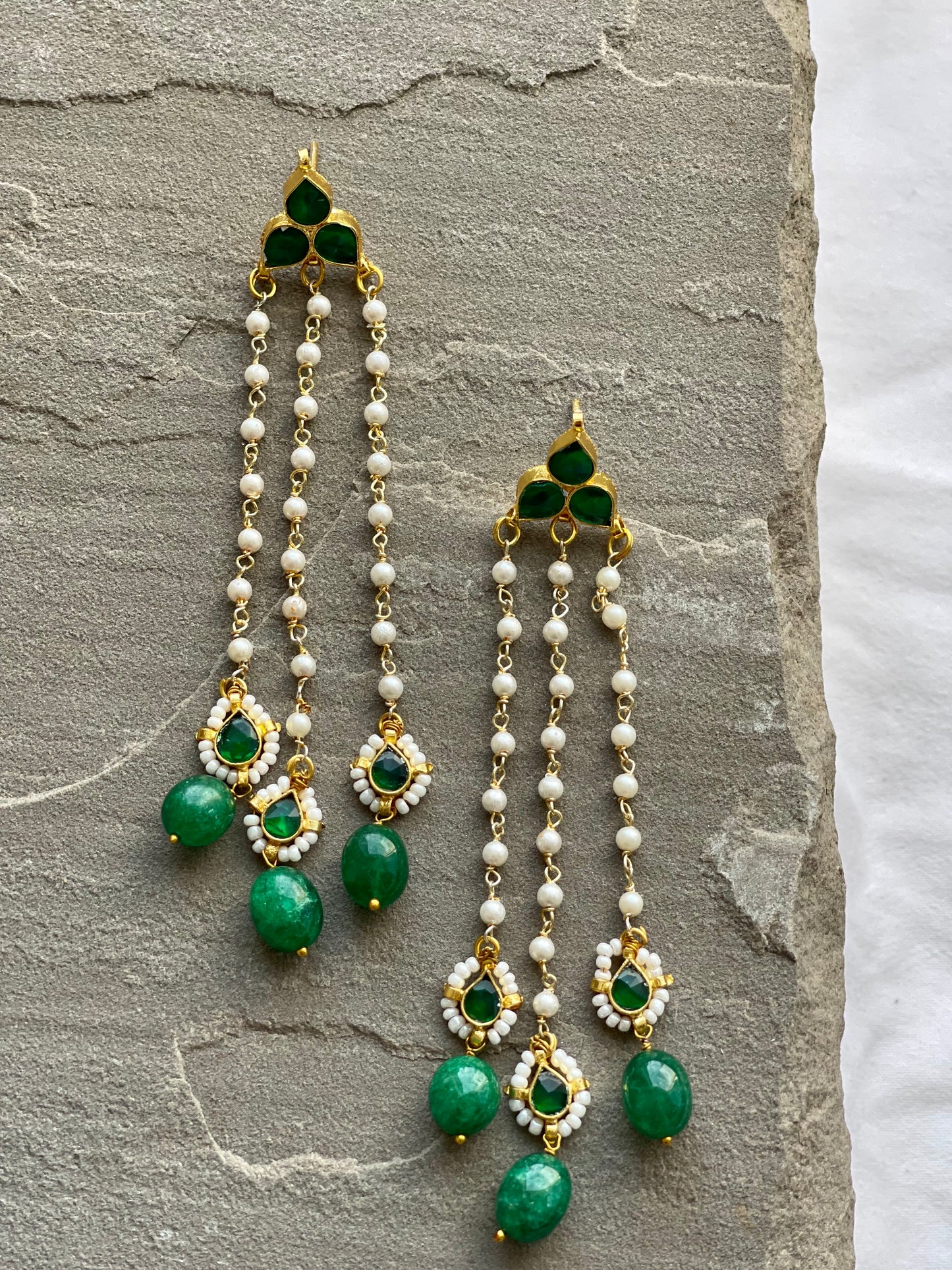 INIKA | Green & Gold Lightweight Festive Earrings
