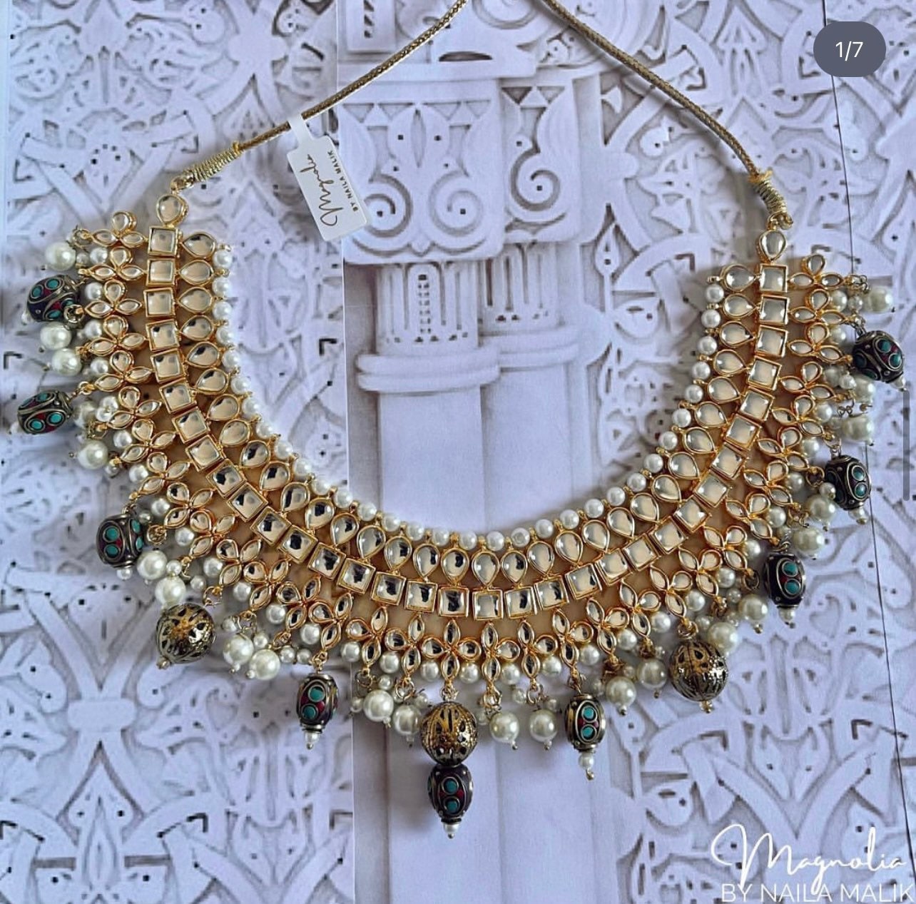 NAISHA | Kundan necklace and earrings set Traditional jewellery Statement pieces gift for her