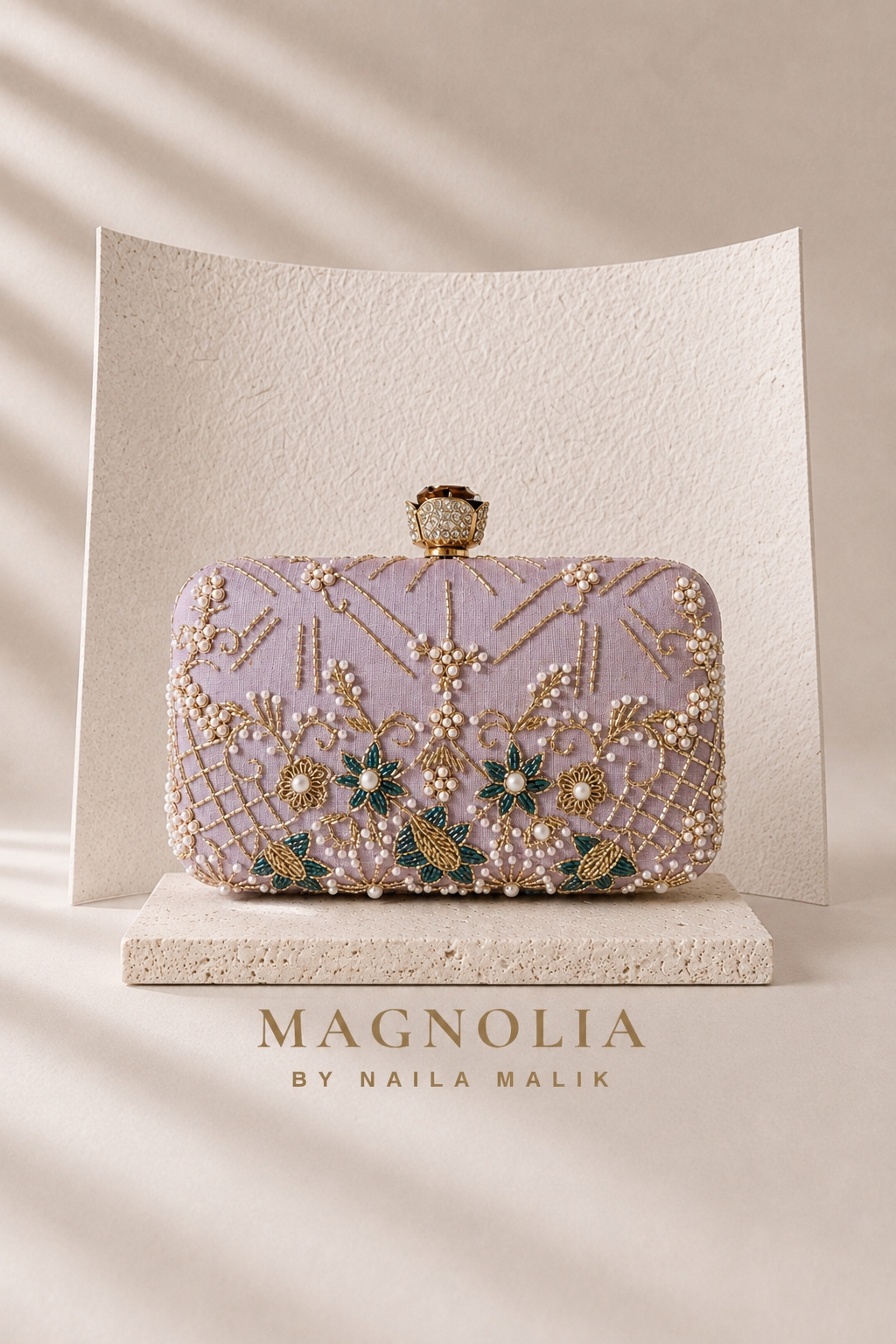 BORDEAUX | Lilac Embroidered Clutch