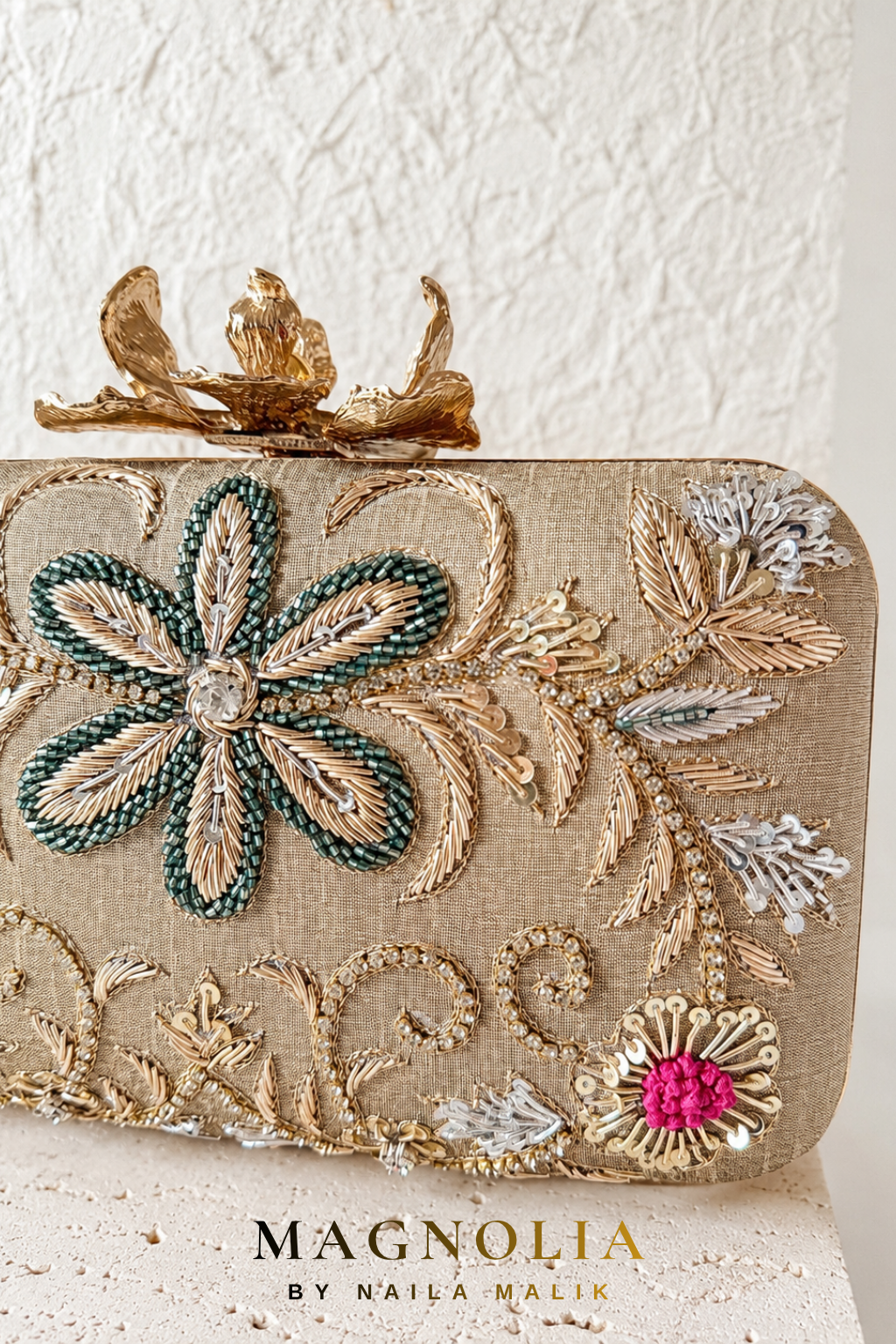 ATHENS | Olive Green Floral Clutch