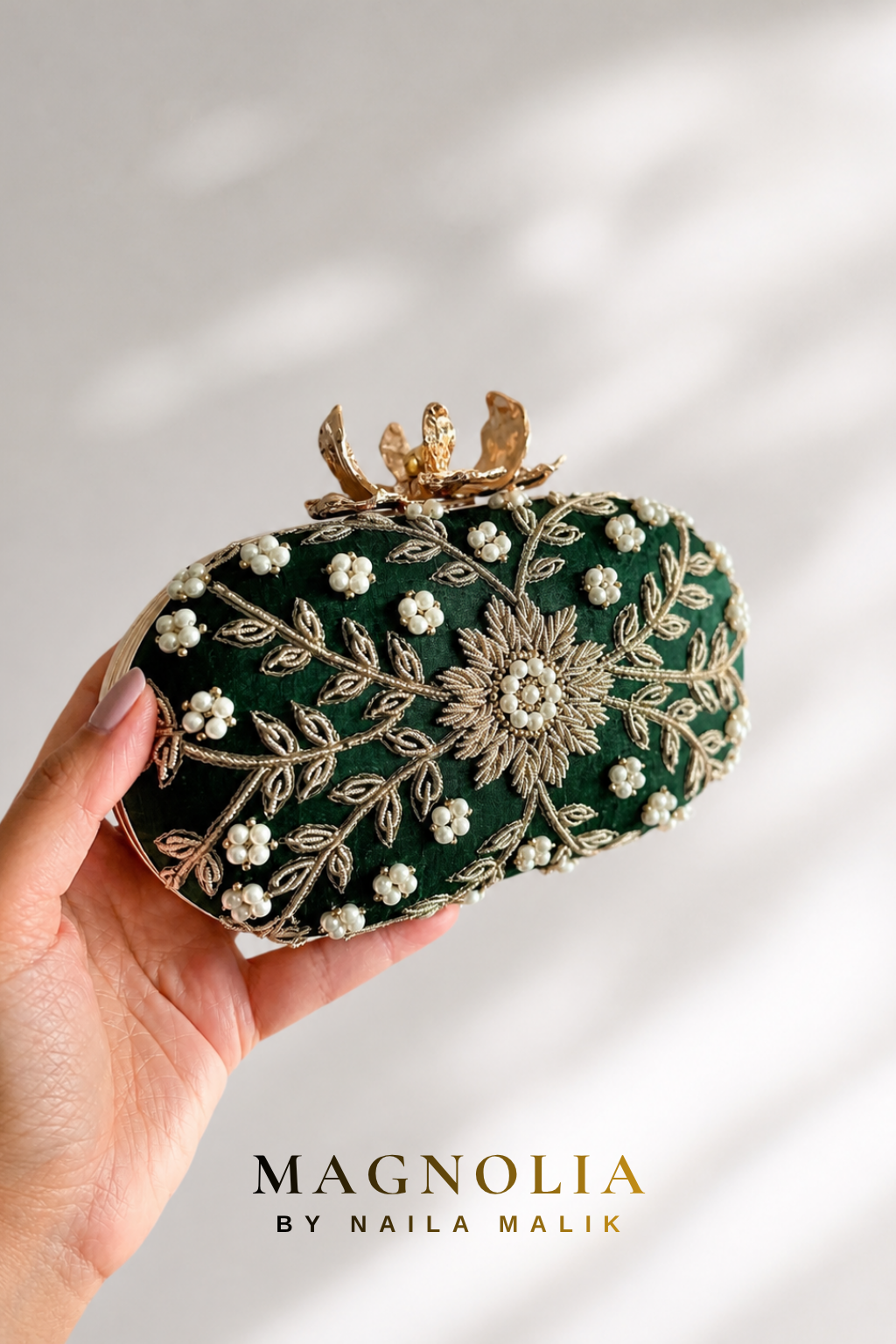 ROSA | Emerald Green Floral Clutch