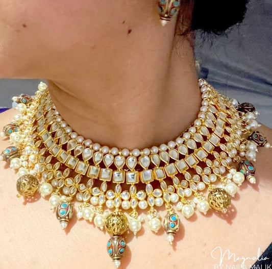 NAISHA | Kundan necklace and earrings set Traditional jewellery Statement pieces gift for her