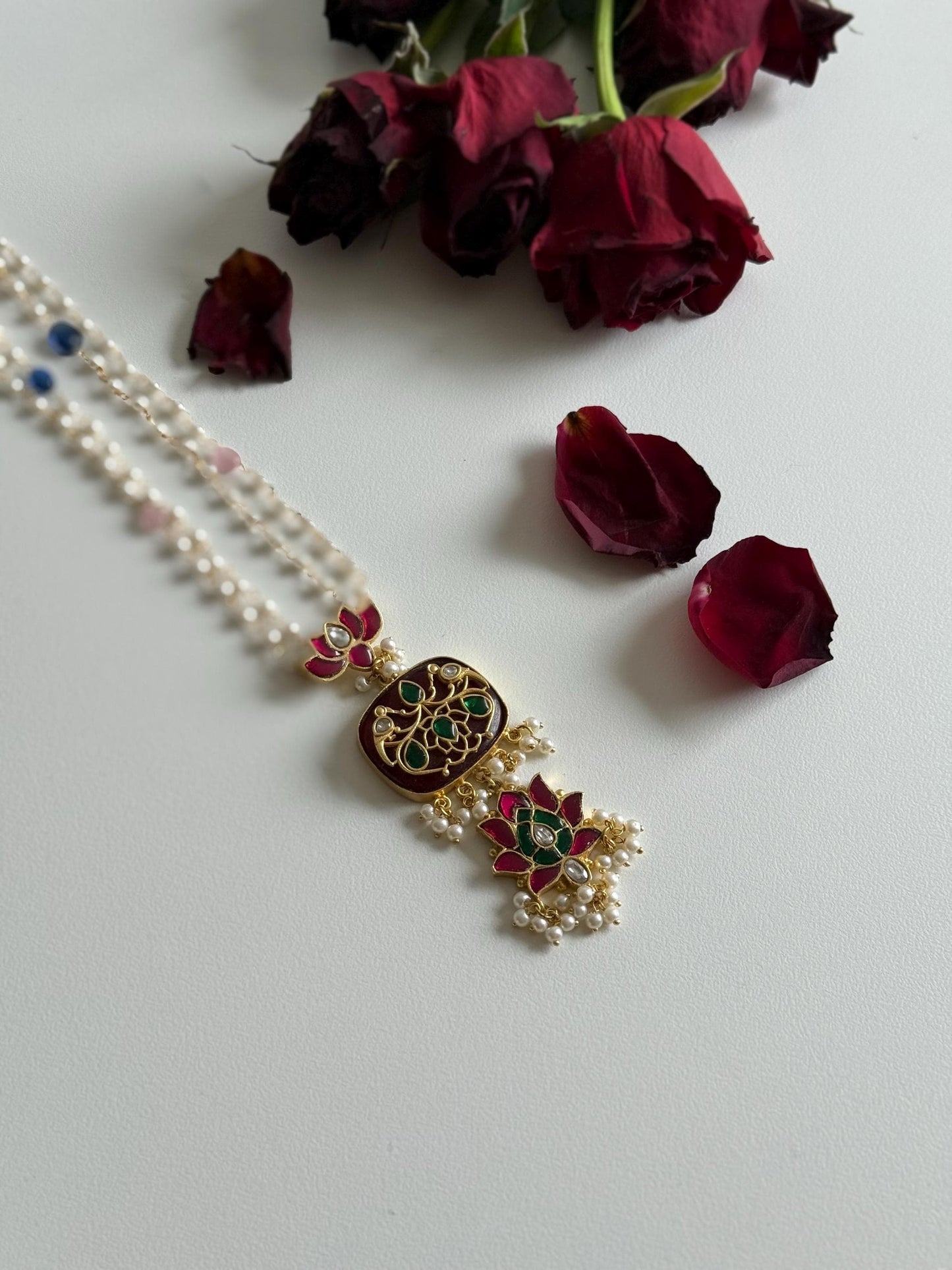 ADVEKA Ethnic Mala Long Haar with Earrings | Meenakari Work