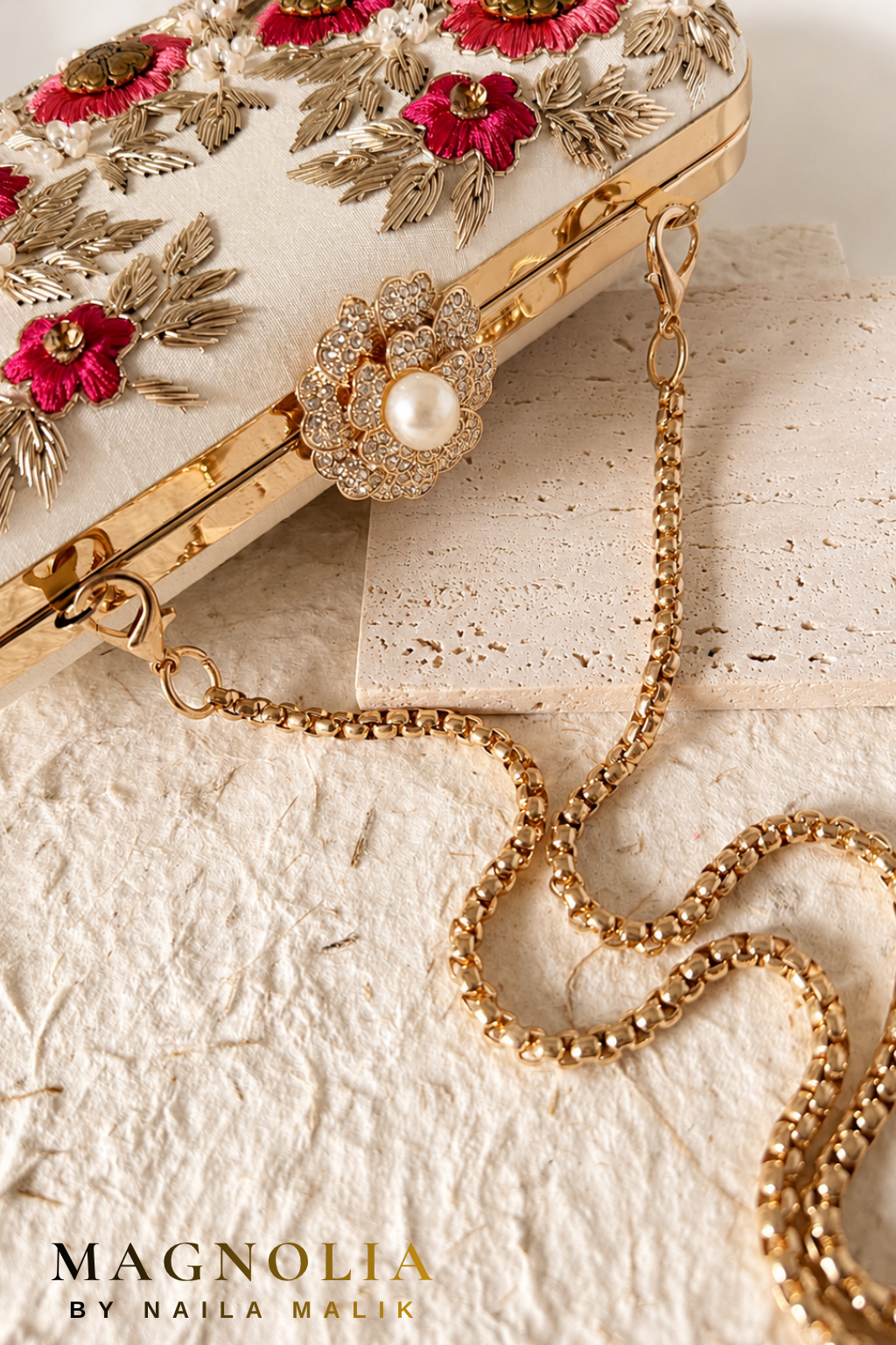 ALEXANDRIA | Pearl White Bridal Clutch
