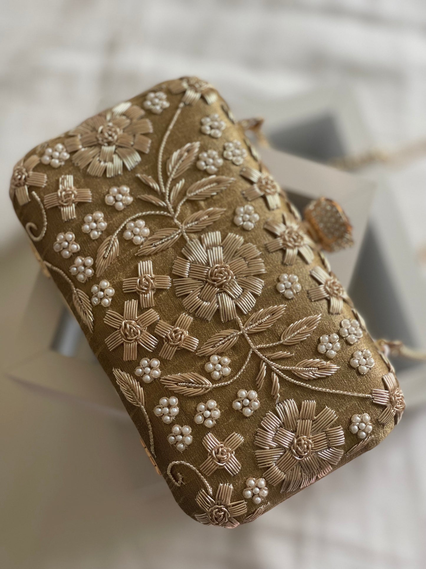SOFIA Gold Embroidered Clutch (Final Stock)