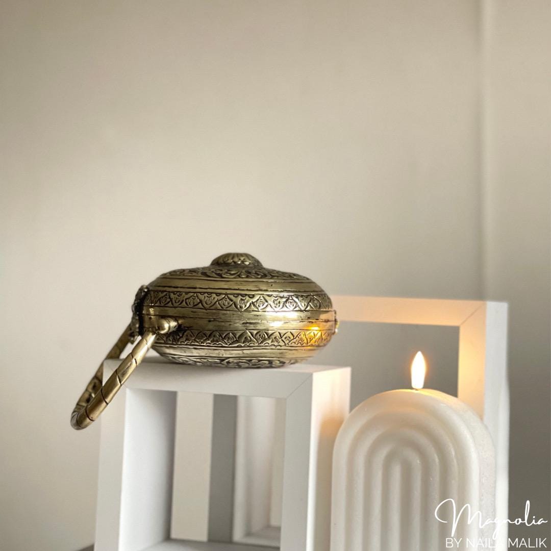 INDORE | Antique Gold Clutch Bag Round Trendy Ethnic Unique