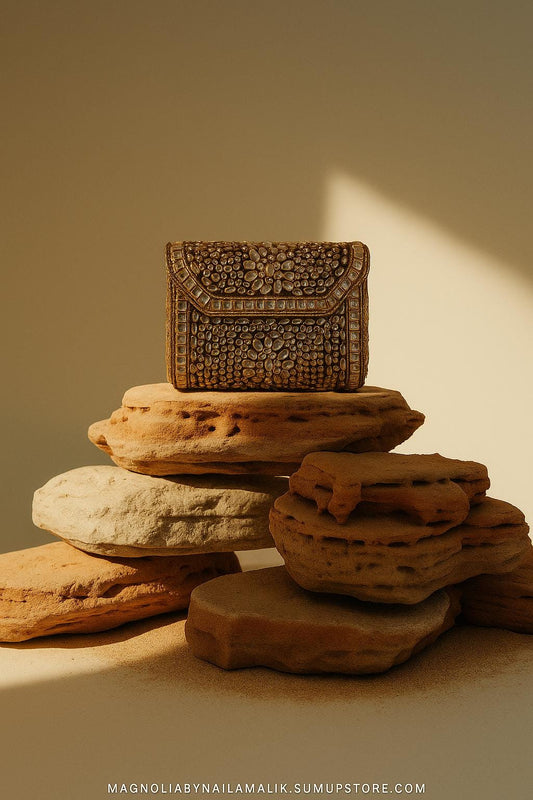 ANARKALI BAZAAR | Gold Statement Evening Bag | Kundan Clutch | Mini Embellished Minaudière Bag | Indian Wedding Purse | Handcrafted Bridal Clutch