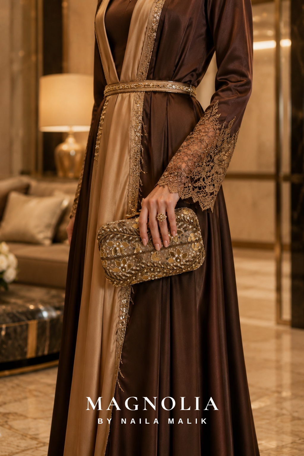 POSITANO | Gold Embroidered Clutch Bag